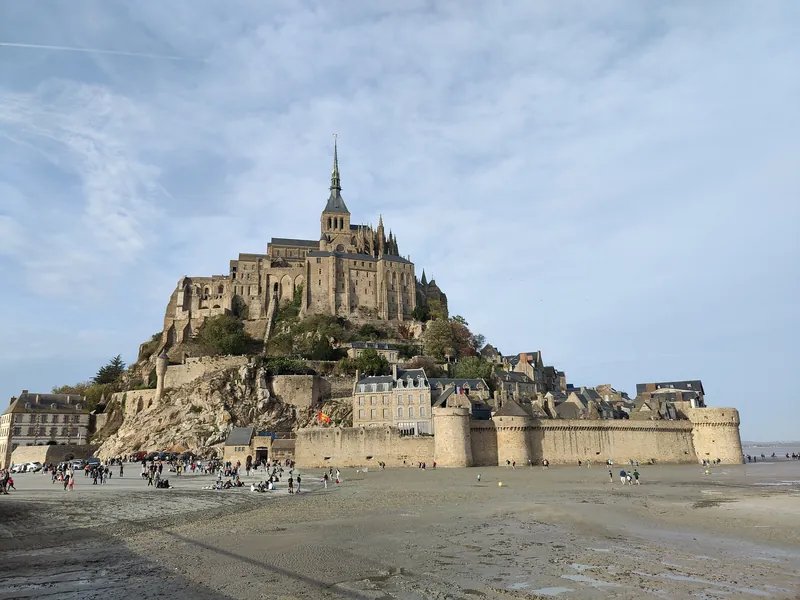 The ramparts of Mont-Saint-Michel over the bay